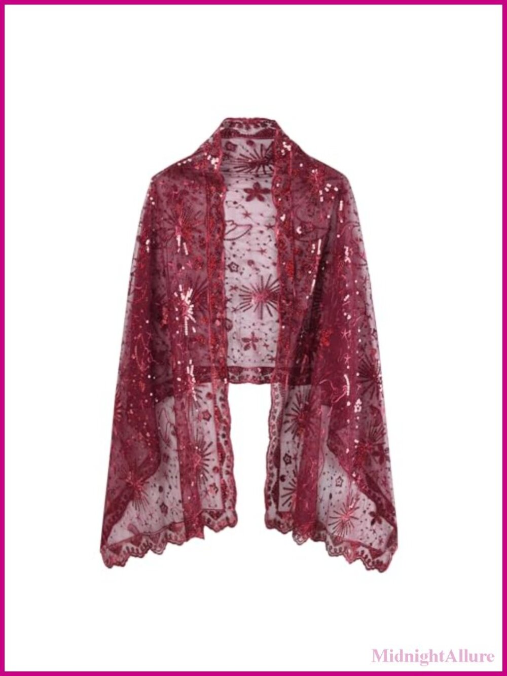 Polyester Mesh Sequin Shawl Wrap Fringed Evening Wedding Cover Up